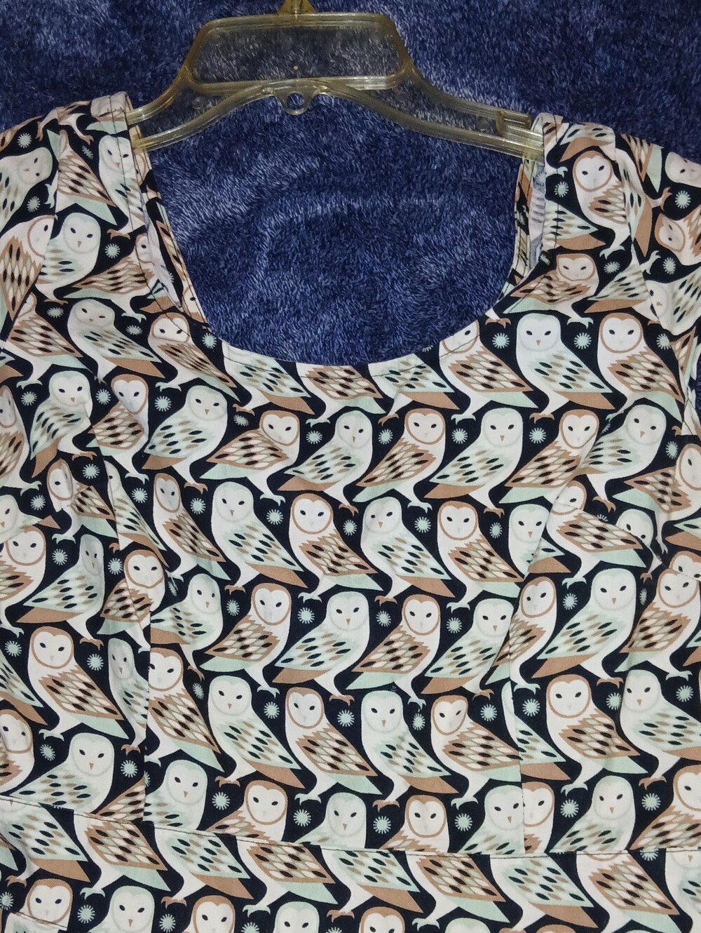 Retrolicious Owl Print Cream, Black & Tan Print Sleeveless Fit-and-Flare Dress